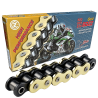 CADENA CZ CHAINS 525-124 DORADA, CON X-RING Y REFORZADA "HIGH PERFORMANCE"