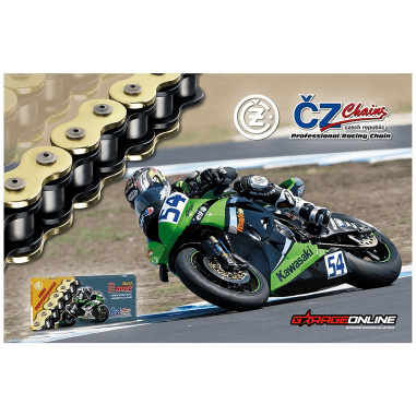 CADENA CZ CHAINS 525-124 DORADA, CON X-RING Y REFORZADA "HIGH PERFORMANCE"