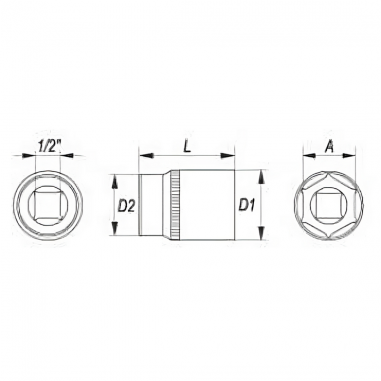 DADO HEXAGONAL CORTO 24MM 1/2 - YATO