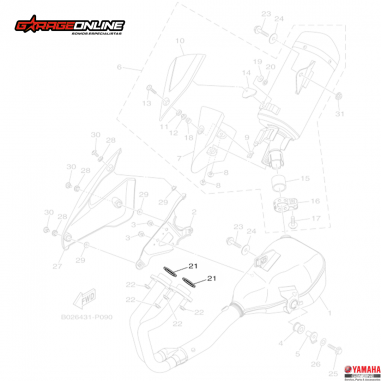 EMPAQUETADURA ESCAPE (X2) YAMAHA YZF R3 - YZF R3A - MT03 / GENUINO