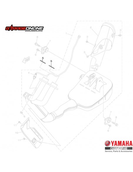 EMPAQUETADURA ESCAPE (x1) YAMAHA MT-07 YZF-R7 TENERE 700 XJ6 FZ6 GENUINO