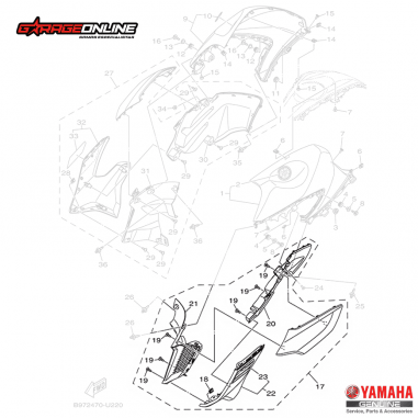 PLASTICO IZQUIERDO CUBIERTA Y GUIA DE AIRE YAMAHA FZ25 SIN ABS GENUINO