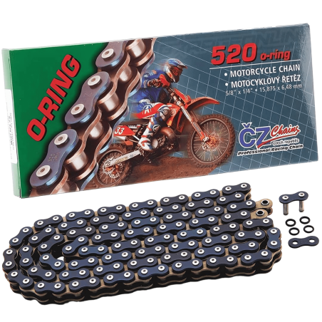 CADENA CZ CHAINS 520-120 CON O-RING Y REFORZADA "BLUE PERFORMANCE"